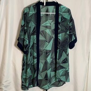 Sheer geo print kimono